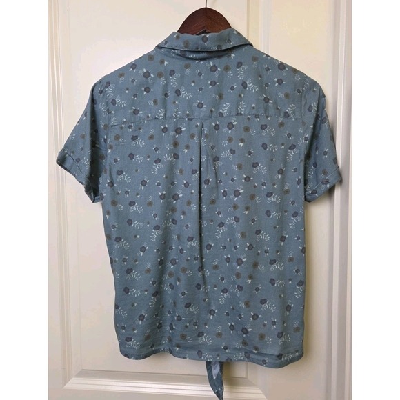 KUHL Elsie Floral Short Sleeve Womens S Button Up Tie Front Blue MSRP $75 - Picture 4 of 10